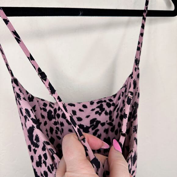 Stillwater Memz Pebbles Pink Cheetah Leopard Print Tiered Leg Slit Maxi Dress XS - Picture 11 of 13